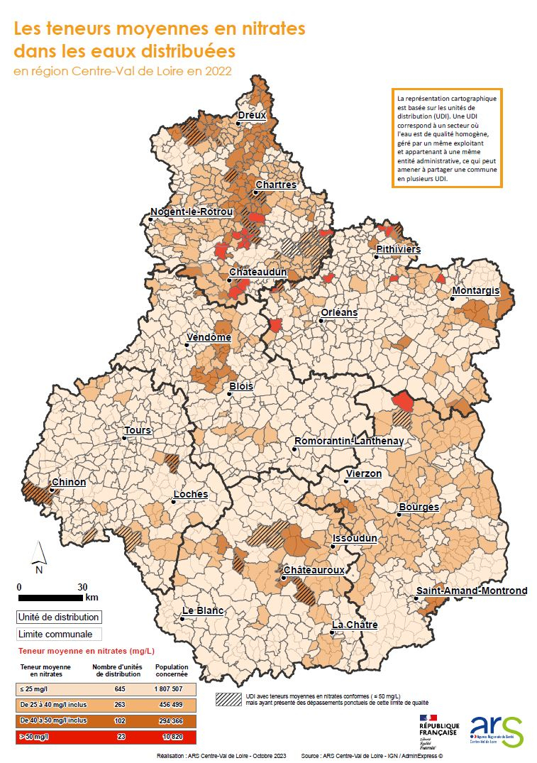 Cartographie nitrates 2022 - Région Centre-Val de Loire