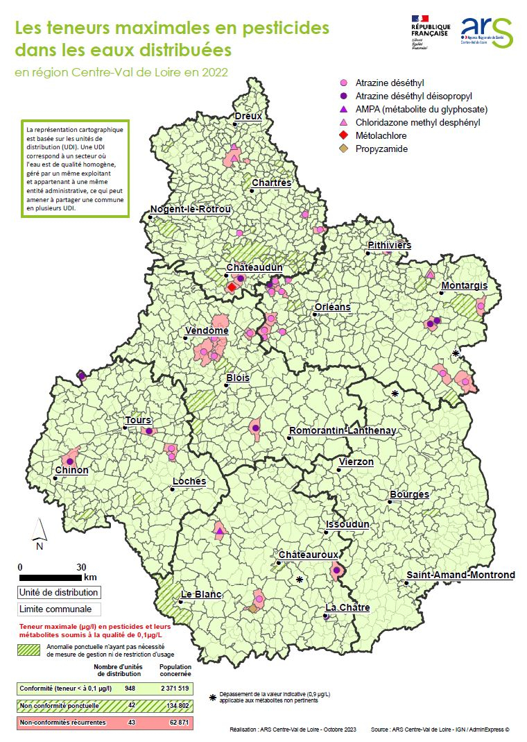 Cartographie pesticides 2022 - Région Centre-Val de Loire
