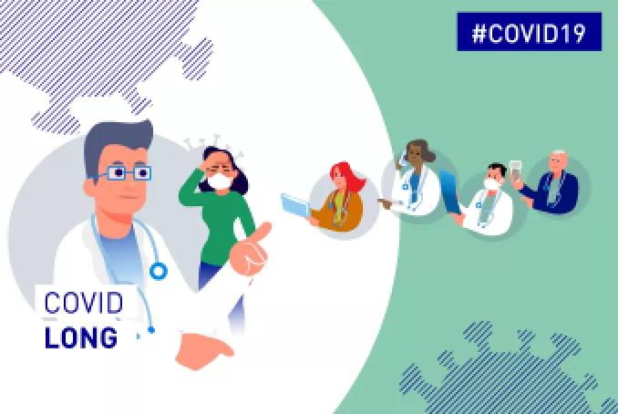 Visuel illustrant la coordination des soins autour du covid long