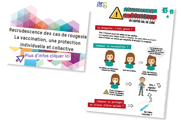 supports rougeole, affiche et signature de courriel