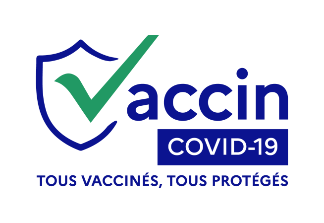 Logo vaccination "tous vaccinés, tous protégés" 