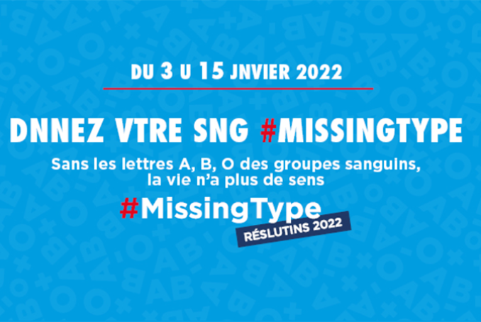Visuel de l'opération missing type don du sang 2022